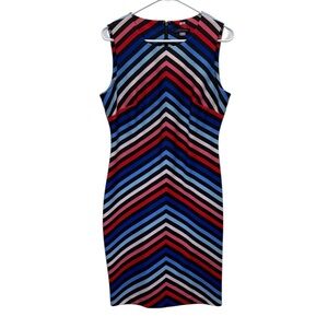 Tommy Hilfiger Sleeveless Striped Crepe Scuba Dress. Size 8